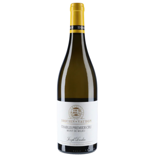 Joseph Drouhin 2019 Chablis 1er Cru Mont de Milieu wine bottle presented for product listing _white_wine_bottle