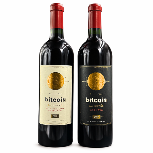 Bitcoin la Cuvée® 2017 — Wooden Case (2 bottles) AOC wine bottle 750 ml - collector wooden wine case