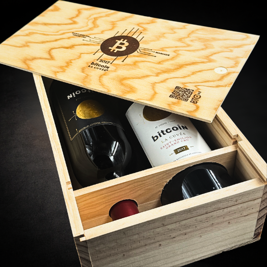 Bitcoin la Cuvée® 2017 — Wooden Case (2 bottles) AOC wine bottle 750 ml - collector wooden wine case