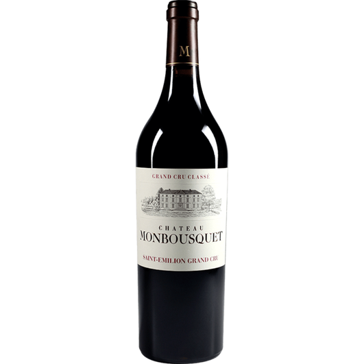 Bouteille de vin chateau monbousquet saint emilion grand cru 2025 vin en primeur sur fond blanc